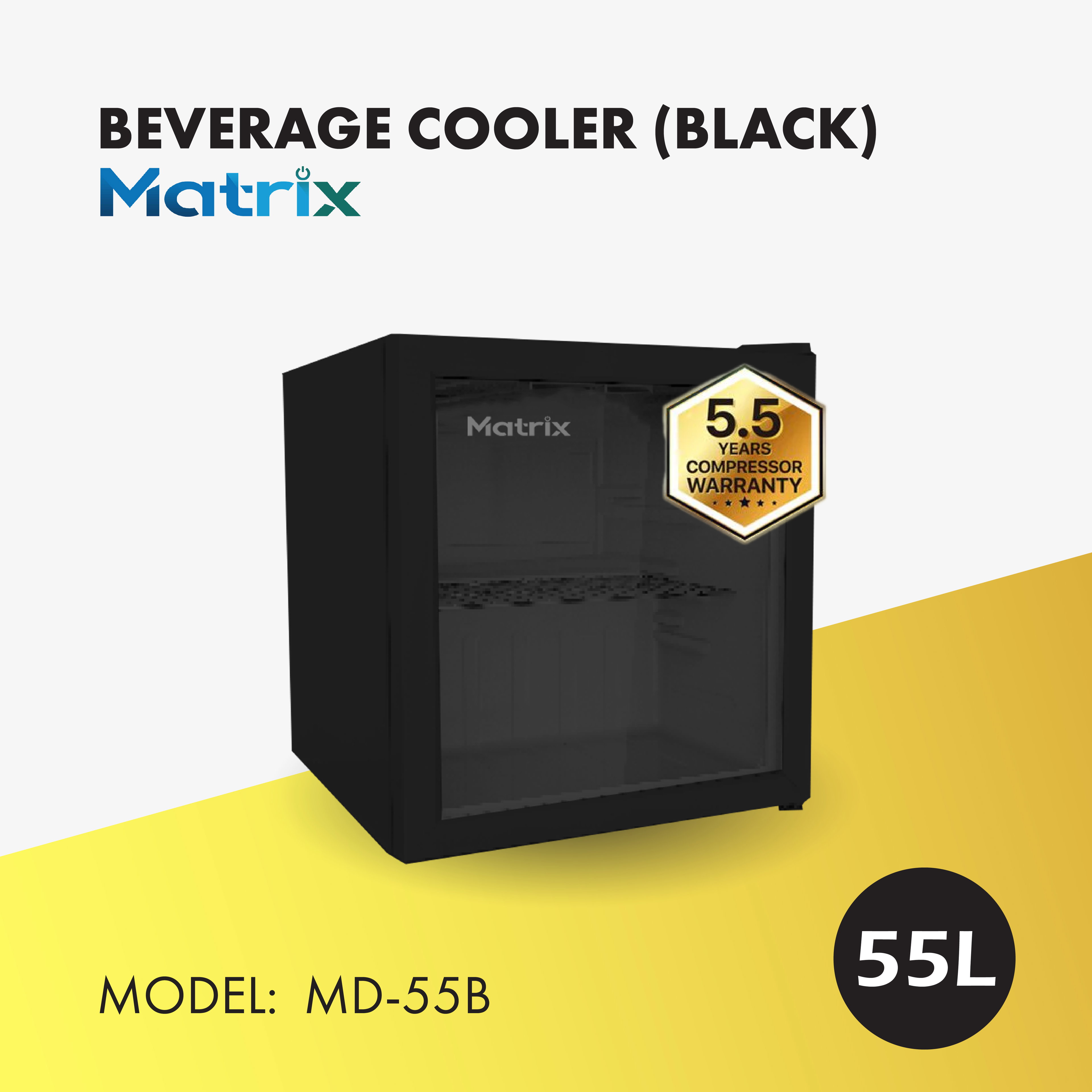 MATRIX BLACK BEVERAGE COOLER 55L (MD-55B)