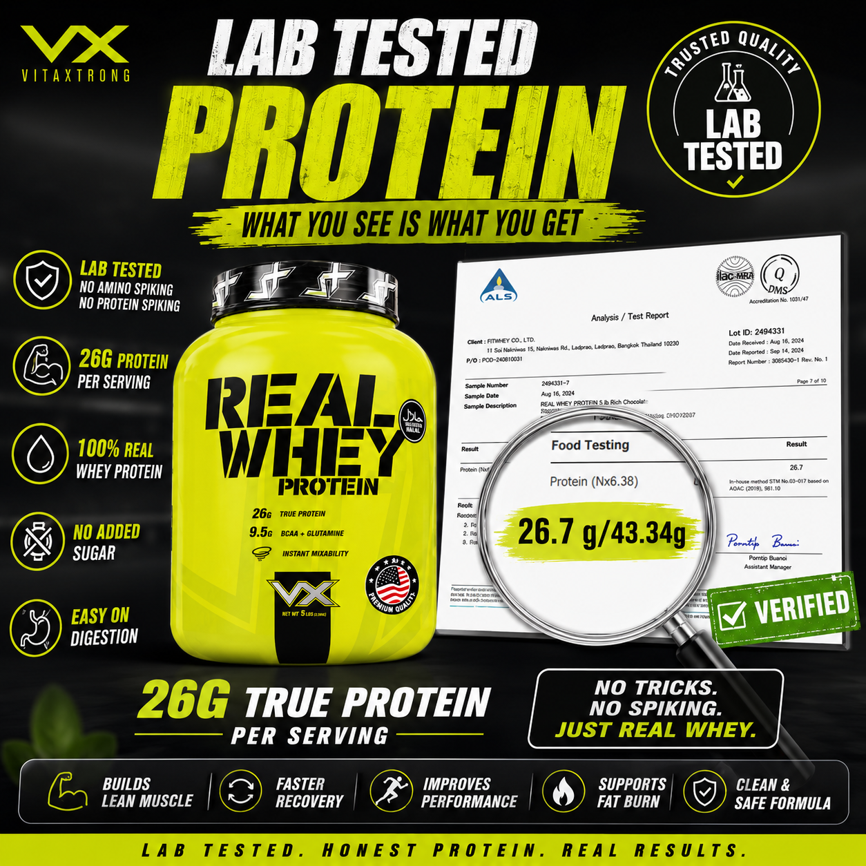 VITAXTRONG™ Real Whey Protein (10lbs/4.5kg) — Designed for Performance & Recovery | Lab-Tested • No Amino Spiking | Lean Muscle Growth_2