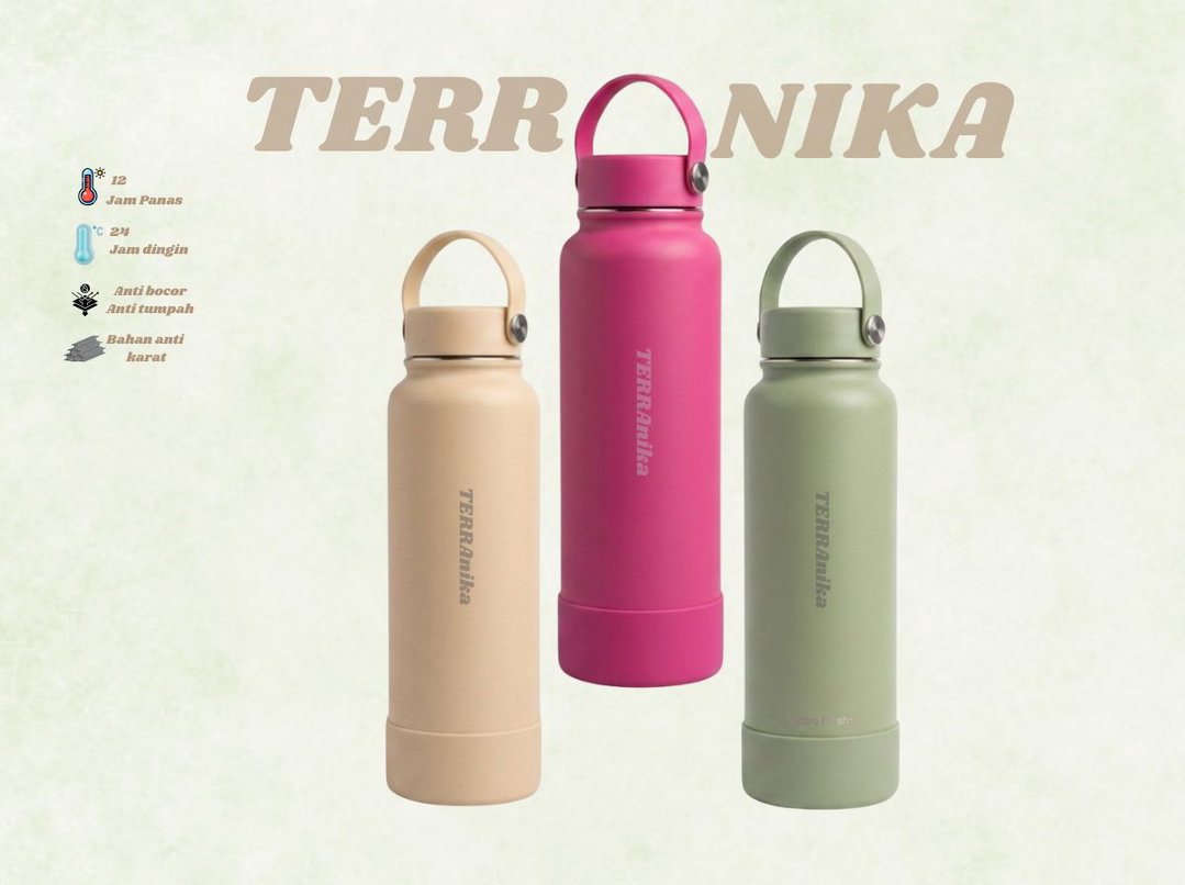 TERRANIKA Tumbler Stainless Steel 1200ml - Botol Minum Premium Jumbo Anti Bocor.