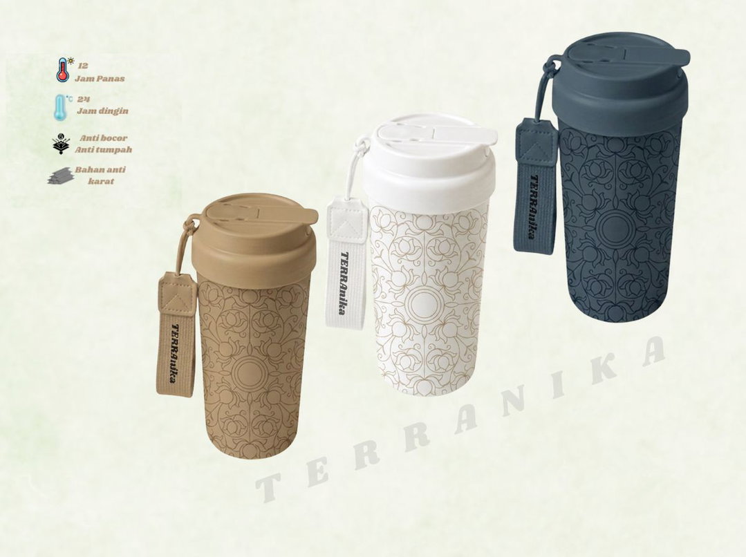 TERRAnika Tumbler Stainless Steel Mandala Series 500ml - Botol Minum Termos Tahan Panas Dingin Premium Bertekstur