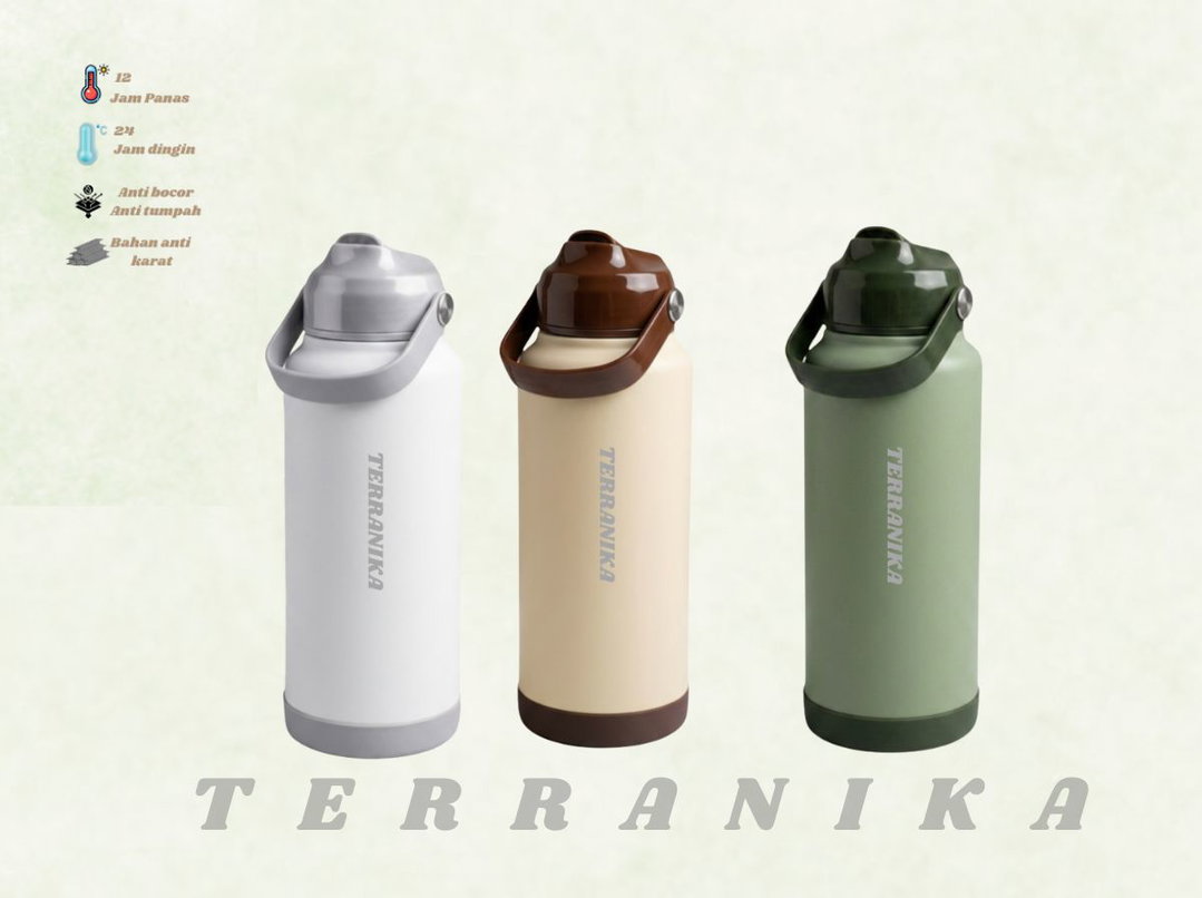 TERRANIKA TUMBLER Premium Insulated Stainless Steel - Flip Straw & Anti Bocor