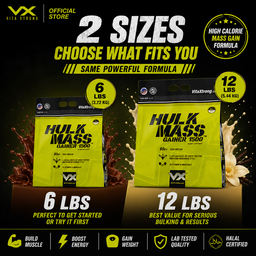 VITAXTRONG™  Hulk Mass Gainer 1500 (12lbs / 5.4kg) | 60g Real Whey Protein • 1500+ kcal High-Calorie Mass Builder • Lab-Tested • No Amino Spiking | Weight Gain & Muscle Growth [VX]