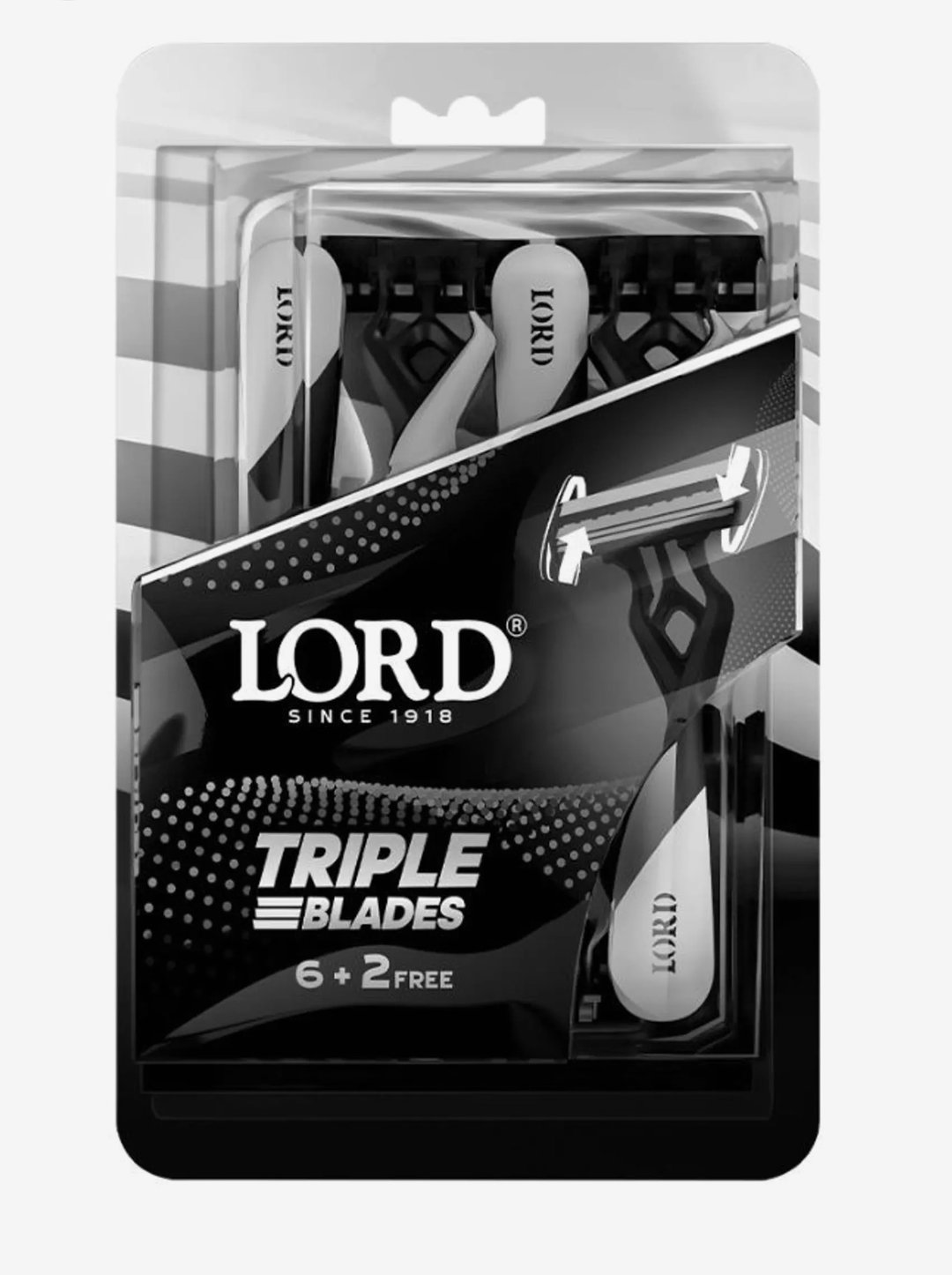 Lord Triple Blades Disposable Razors with Rubber Handle for Men