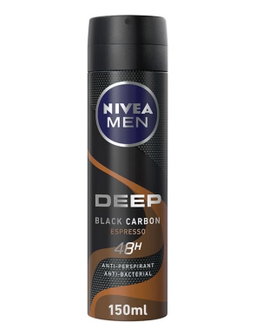 Nivea Men Deep Black Carbon Espresso Antiperspirant Antibacterial Deodorant Spray,
