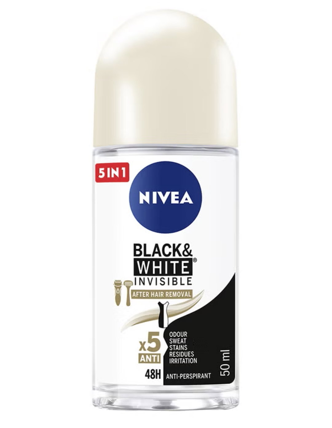 Black And White Invisible Silky Smooth deodorant roll on