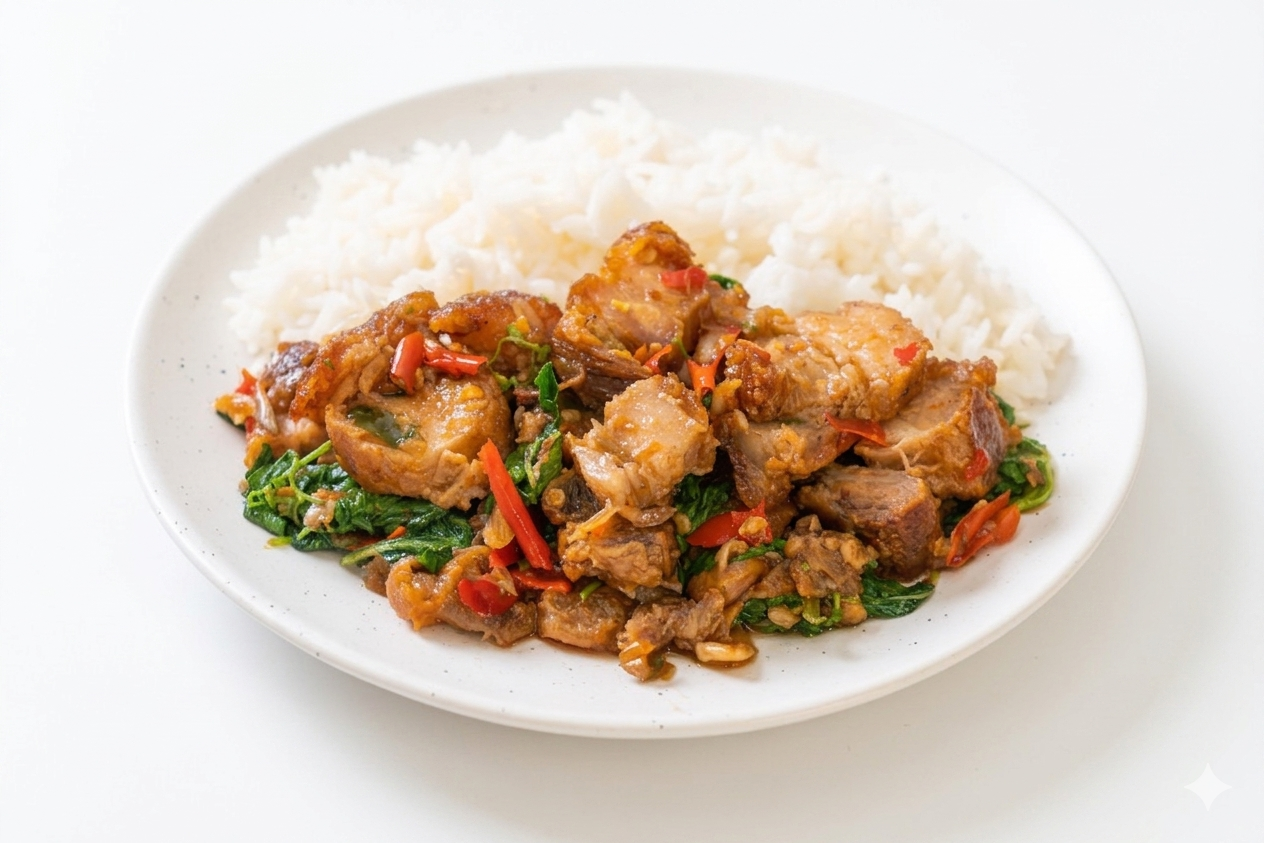 Thai Basil Crispy Pork Rice + Egg_0