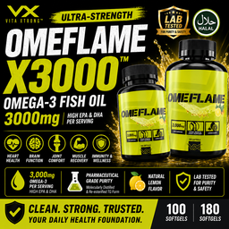 Vitaxtrong Omeflame X3000™ | 100 / 180 Softgels | Ultra-Concentrated Omega-3 Fish Oil 3000mg | EPA & DHA [VX]
