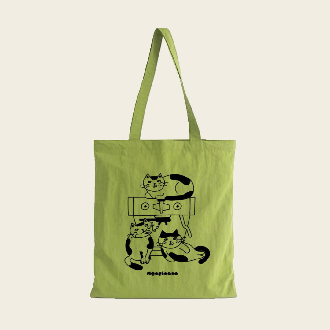 Ngopicats Tote Bag in Matcha Green