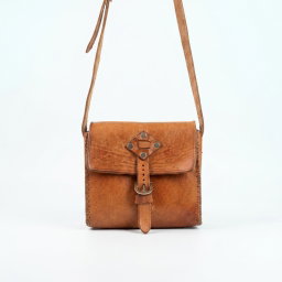 Reddish leather side bag by Ntate Mokete