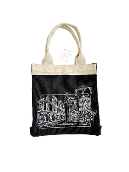 Brunei Jute Bag Bandar Sketch (Black)