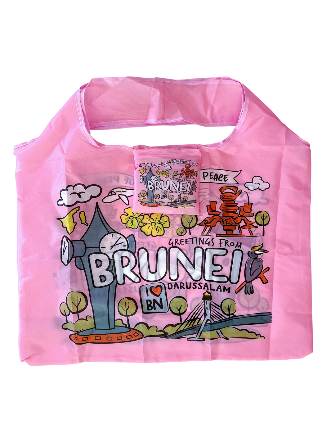 Foldable Shopping Bag - Street Doodle Pink 56x67cm