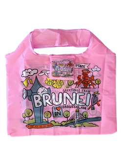 Foldable Shopping Bag - Street Doodle Pink 56x67cm