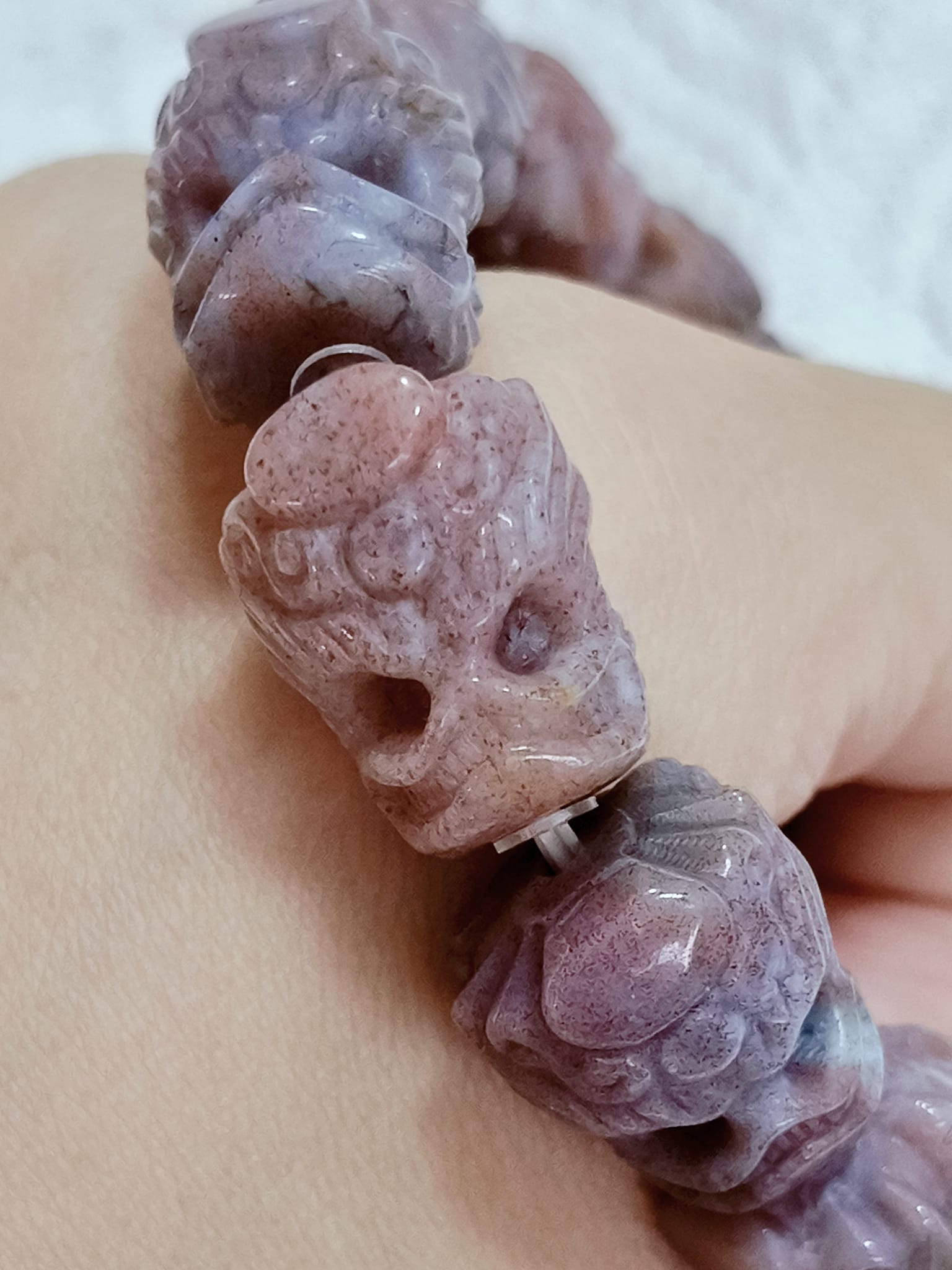 Rare Pink Xi Zhu 喜主 Bracelet 🤍 Xiang Xiong Agate • Collector Series • 16×12mm_1