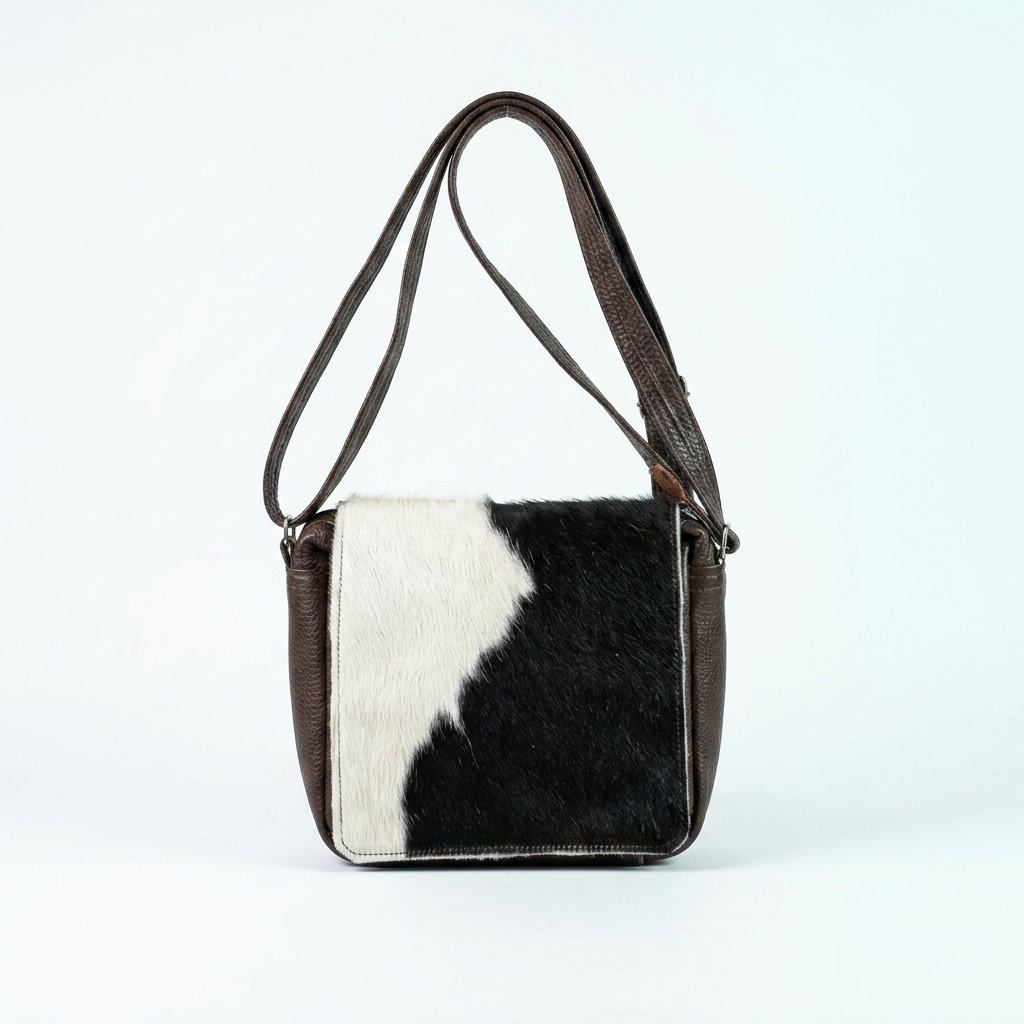 Black and white leather side bag By Ntate Mokete_0