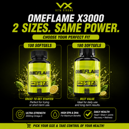Vitaxtrong Omeflame X3000™ | 100 / 180 Softgels | Ultra-Concentrated Omega-3 Fish Oil 3000mg | EPA & DHA [VX]