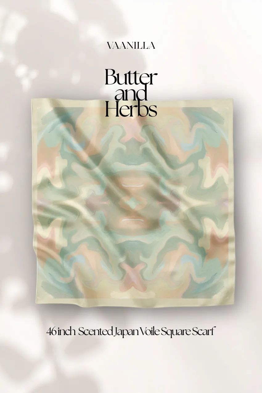 Butter and Herbs Scented Japan Voile Square Scarf_0