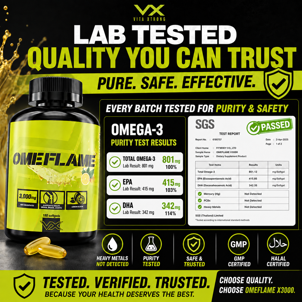 Vitaxtrong Omeflame X3000™ | 100 / 180 Softgels | Ultra-Concentrated Omega-3 Fish Oil 3000mg | EPA & DHA [VX]_2