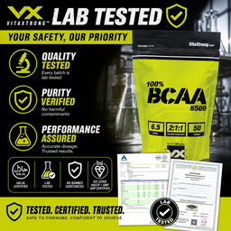 VITAXTRONG™ 100% BCAA 6500 Pure Powder (330g | 50 Servings) | 6,500mg BCAA 2:1:1 • Muscle Recovery, Endurance & Anti-Catabolic Support [VX]