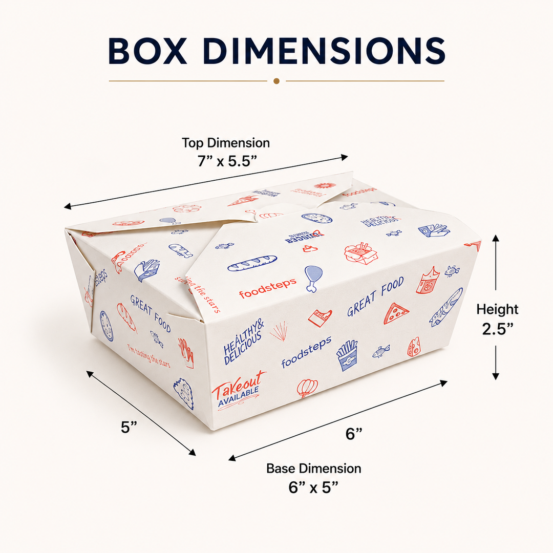TAKEOUT LUNCH BOXES - ''GENERIC FOODSTEPS DESIGN'' - 40oz - 1183ml