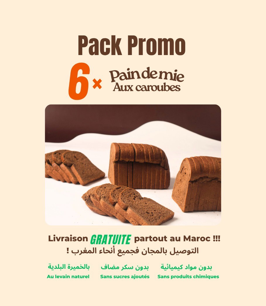Pack Promo pain de mie Caroube x6 