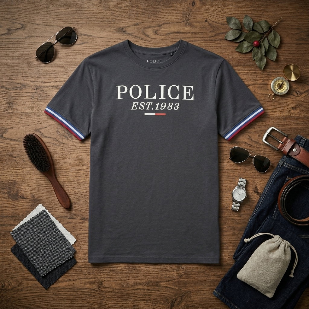 Police Brand Men's T-Shirt | Bodysize_2