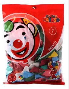 GLOBO #7 SURTIDO FIESTA PAYASO BSA C/100 PZS