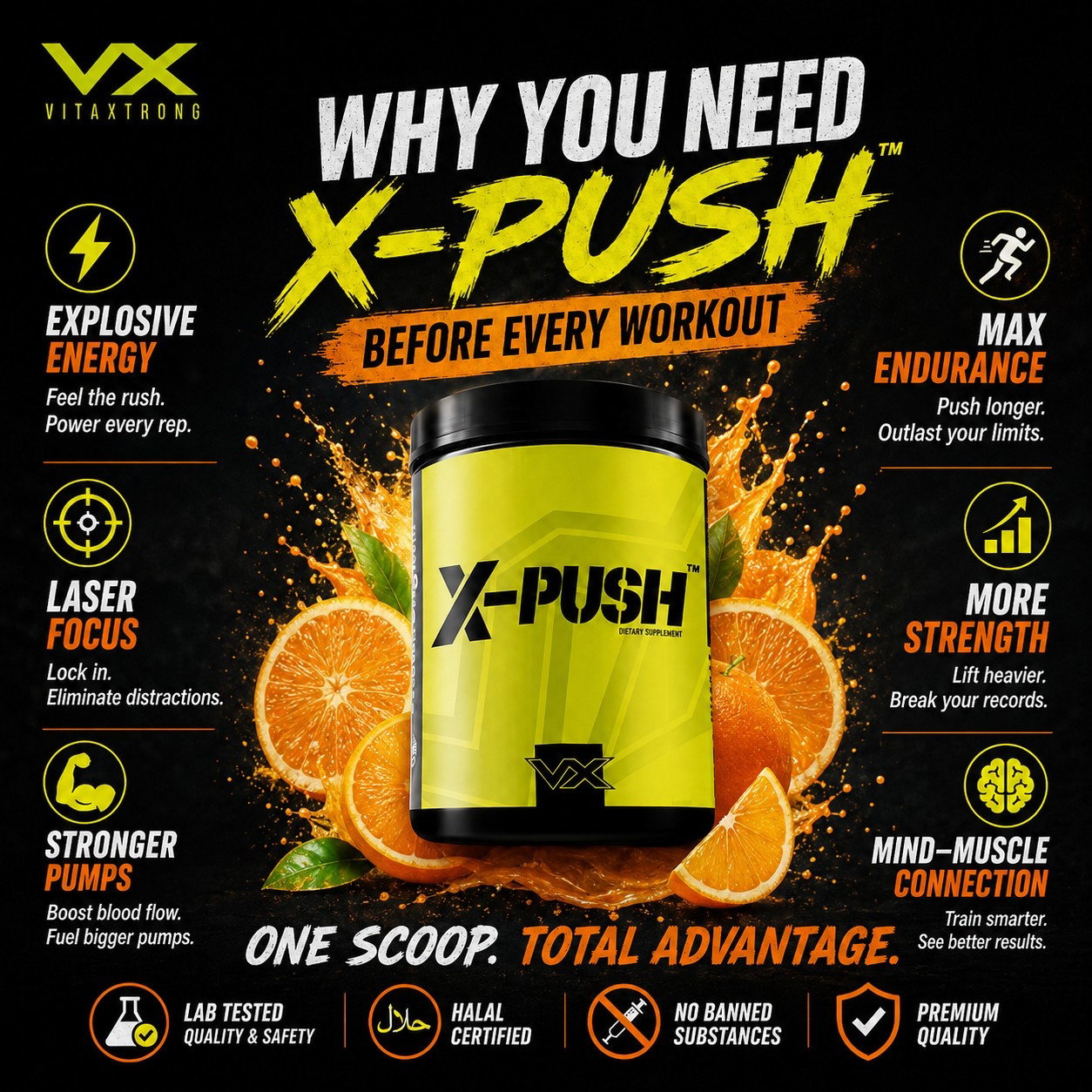 VITAXTRONG™ X-PUSH Pre-Workout Pro (41 Servings) | Energy • Focus • Endurance • Strength & Pump Performance Formula [VX]_4