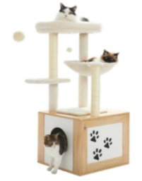 Emily pets Cat Tree  