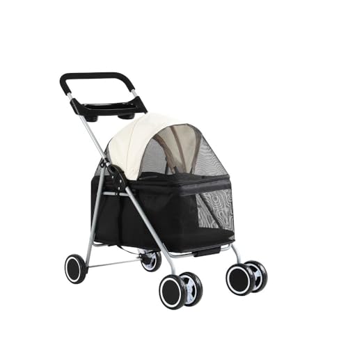 Emily Pets Portable 4 Wheel Dog Stroller for Small Medium Dogs, Lightweight  