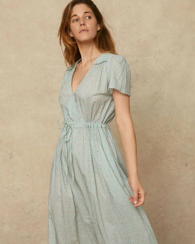 The Dawn Dress - Ditsy Teal (S) _0