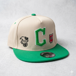 SnapBack Cleveland guardians vert et beige streetwear  ( ajustable) 100% coton 