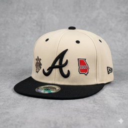 SnapBack des braves d’Atlanta noir et beige streetwear   ⚾️ ( ajustable) 100% coton et unisexe 