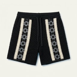 Crochet Panel Short - Black 