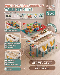 MULTI-FUNCTION CHILDREN'S TABLE SET 4 IN 1 