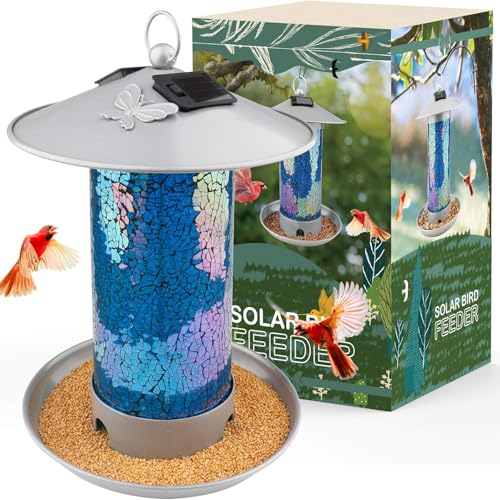 Emily Pets Solar Bird Feeder for Outdoor Hanging | Solar Lantern Light | Waterproof Copper Design