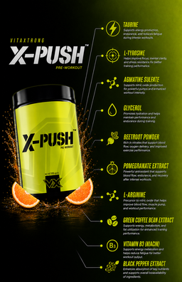 VITAXTRONG™ X-PUSH Pre-Workout Pro (41 Servings) | Energy • Focus • Endurance • Strength & Pump Performance Formula [VX]