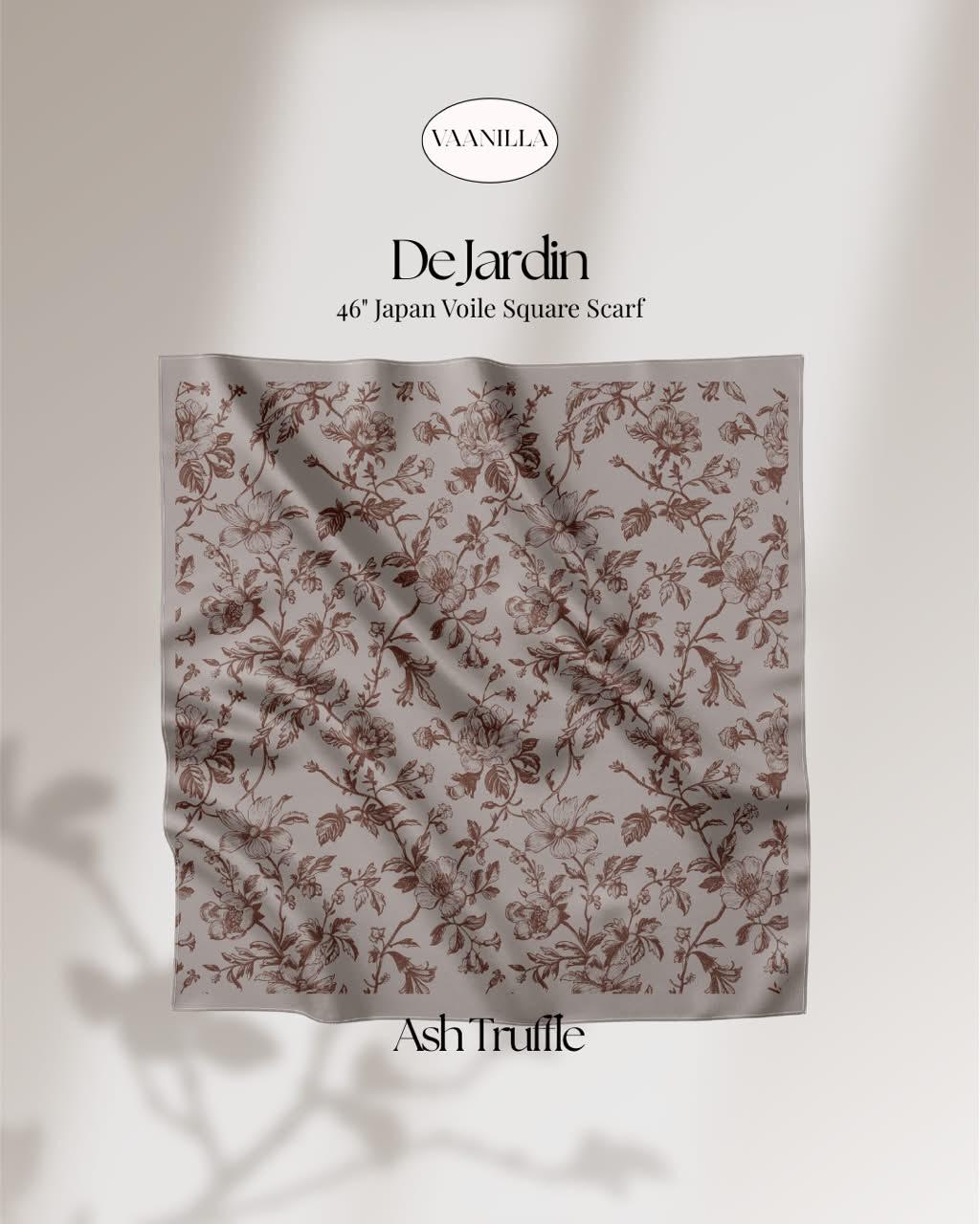 De Jardin Scented Japan Voile Square Scarf in Ash Truffle