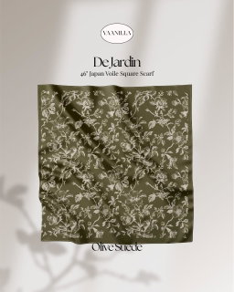 De Jardin Scented Japan Voile Square Scarf in Olive Suede