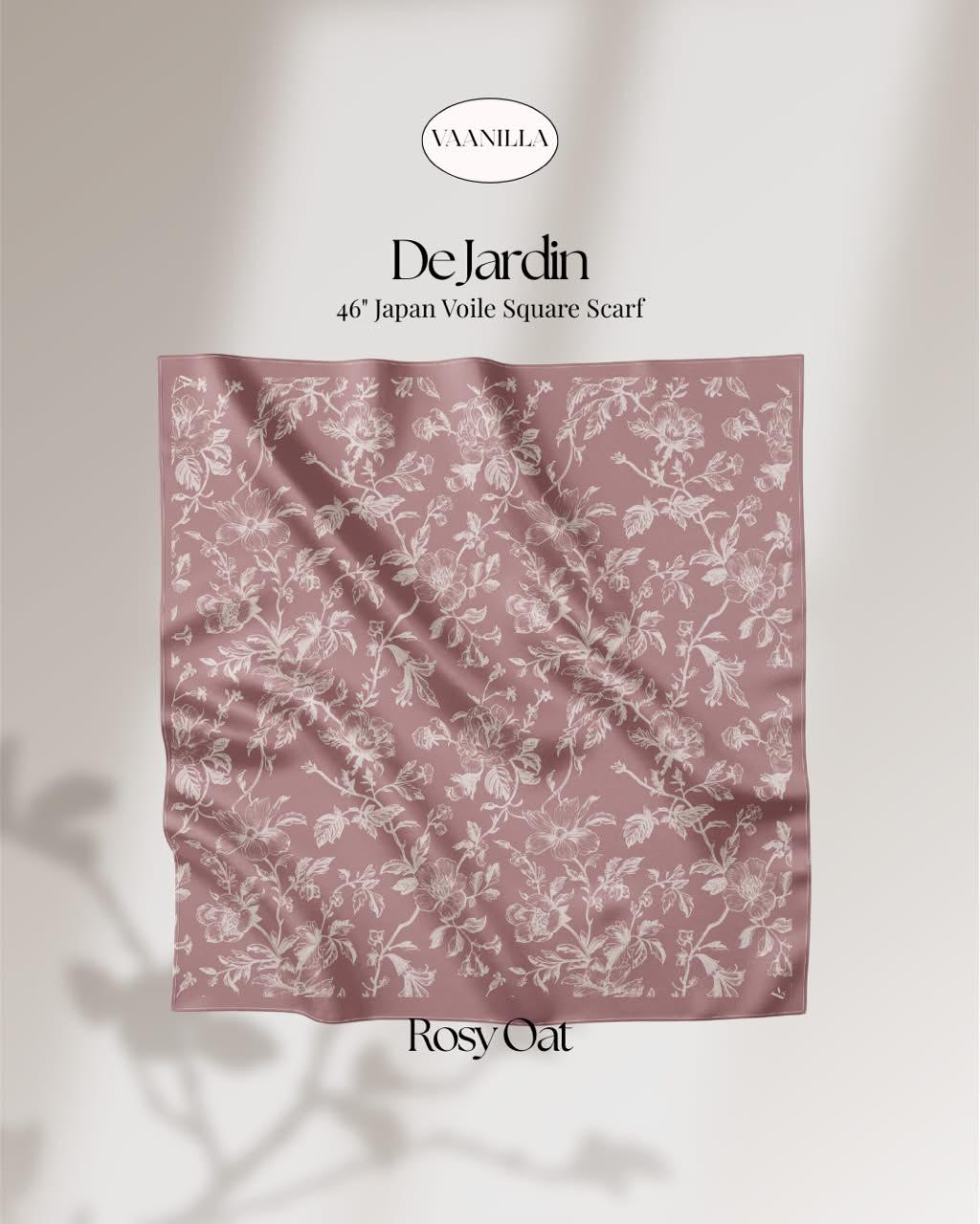 De Jardin Scented Japan Voile Square Scarf in Rosy Oat