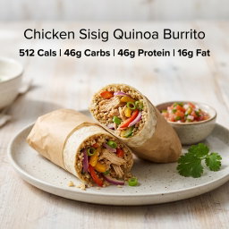 Chicken Sisig Quinoa Burrito