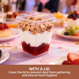 150ml Square Dessert Cup with Lid (pack of 10)
