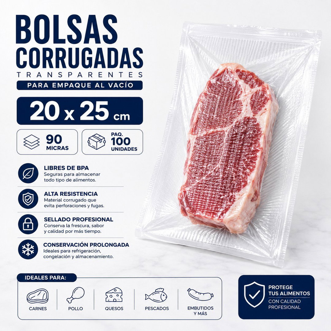 Bolsas 20x25cm corrugada transparente
