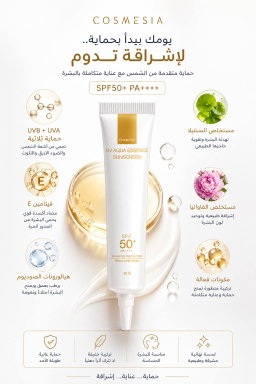 واقي شمس بخلاصة الأزهار شفاف بدون لون  
 UV Aqua Essence Sunscreen SPF 50 + Cosmesia
