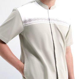 Kemeja Koko Cream Pria Lengan Pendek Katun
