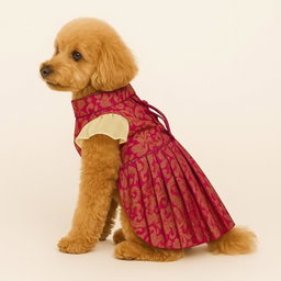 Ethnic Golden Dress with Ruffled Sleeves For Female  
