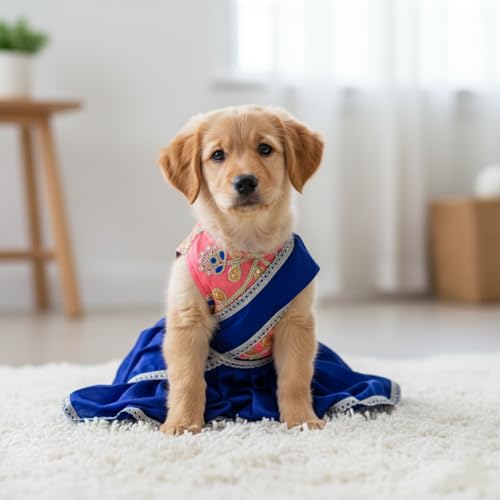 Lulala Traditional Indian Dog Dress for Festivals & Weddings | Sari-Style Ethnic Outfit for Dogs