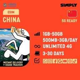 SIMPLY China eSIM | Up to 30 Days - Unlimited Data
