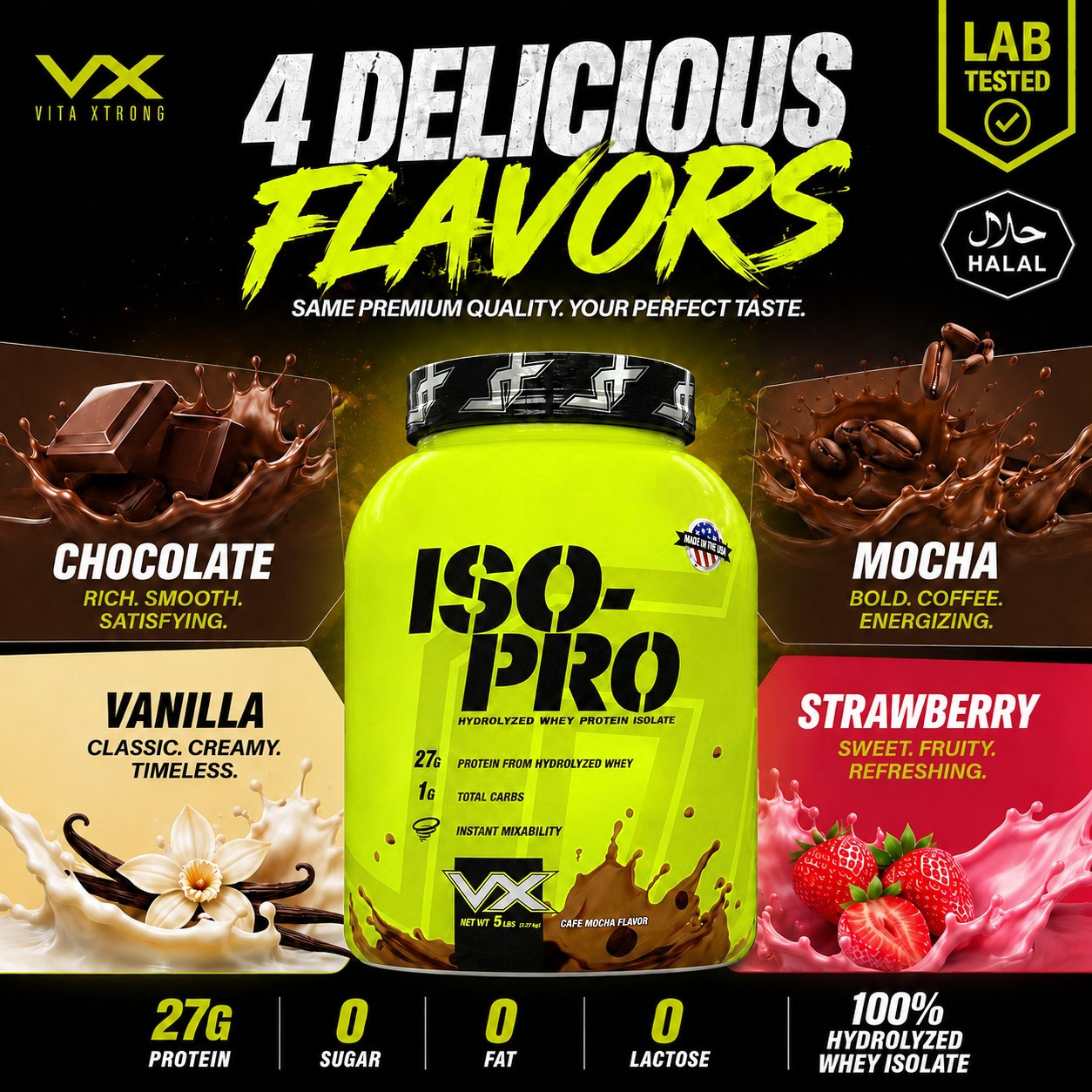 VITAXTRONG™ ISO-PRO Hydrolyzed Whey Isolate (5lbs / 2.3kg) | 27g Premium Protein • Zero Sugar • Zero Fat • Lactose-Free • Lean Muscle [VX]_1