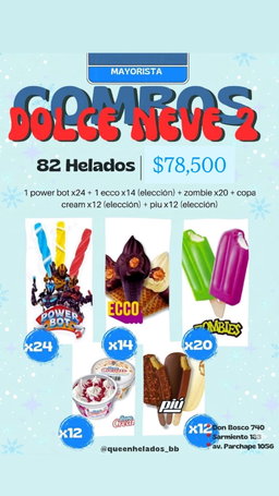 COMBO 2 - DOLCE NEVE - 82 Helados