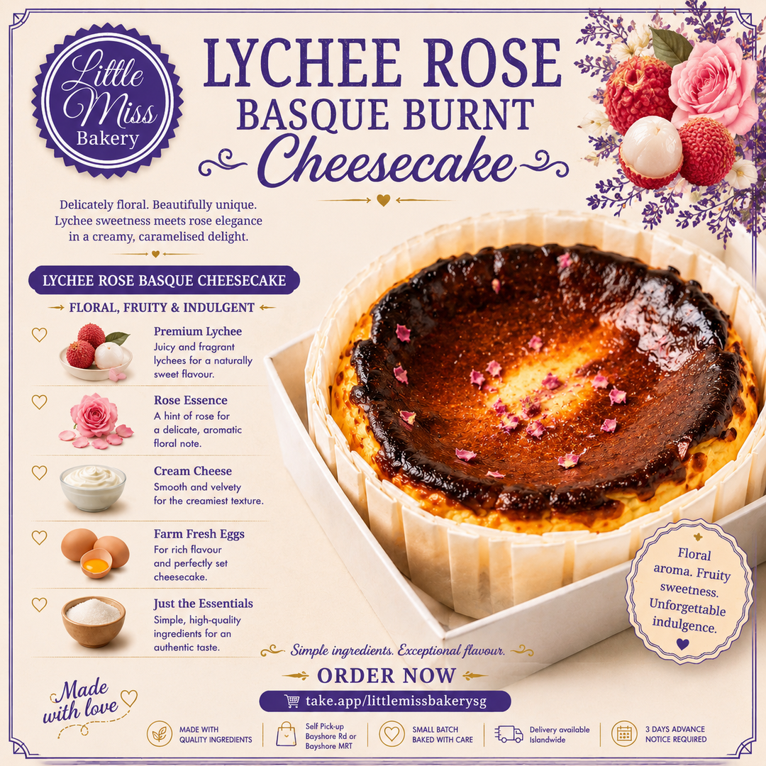Lychee Rose Basque Burnt Cheesecake